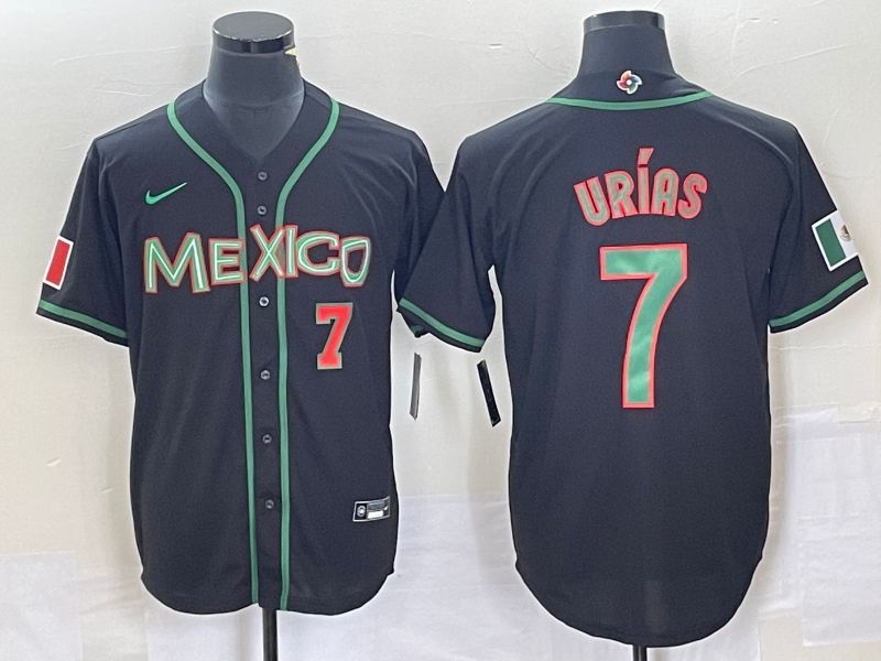 Men 2023 World Cub Mexico #7 Urias Black green Nike MLB Jersey8